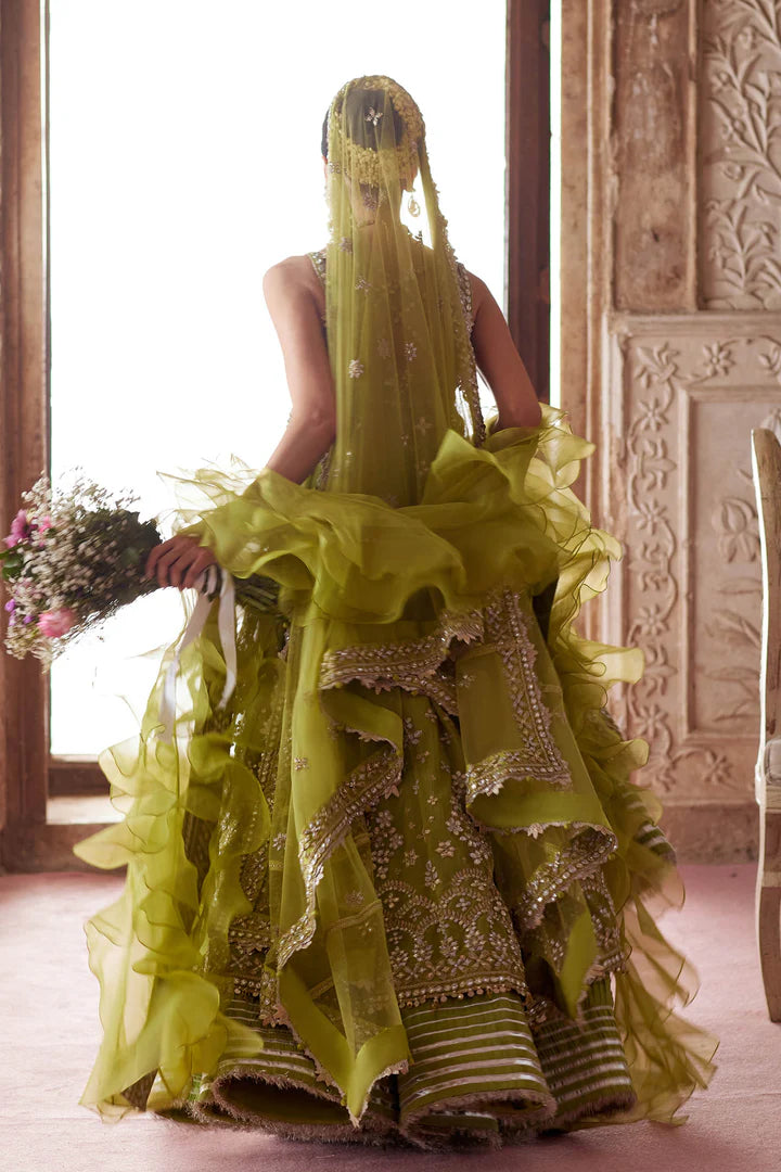 Zaha Nooré Sitara ZC25-01 lime heavy bridal lehenga stitched – Pakistanimoda