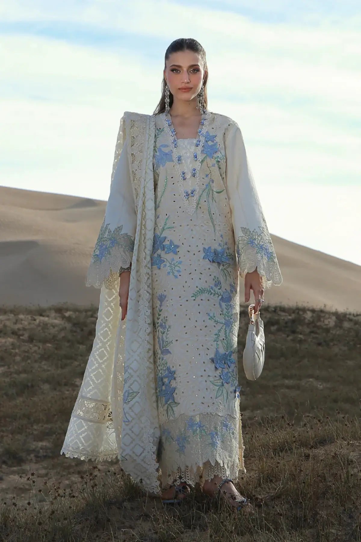 Nooreh Rang Rasiya pearl stitched lawn suit ready to wear