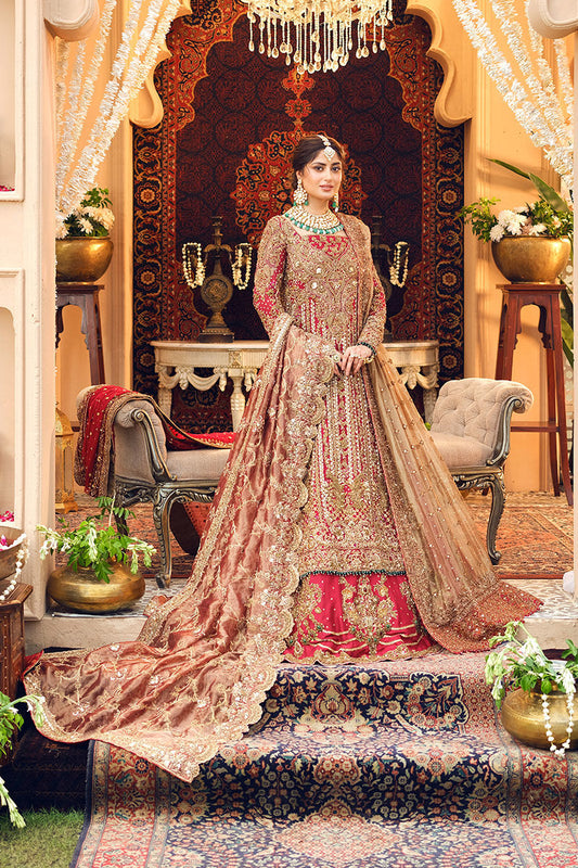 Noorsaba-Designer Red Bridal Chiffon Long shirt with intricate handwork