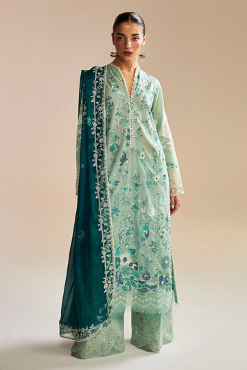 Nozomi-2B- Embroidered Light Green Lawn Ensemble By- Zara Shahjahan