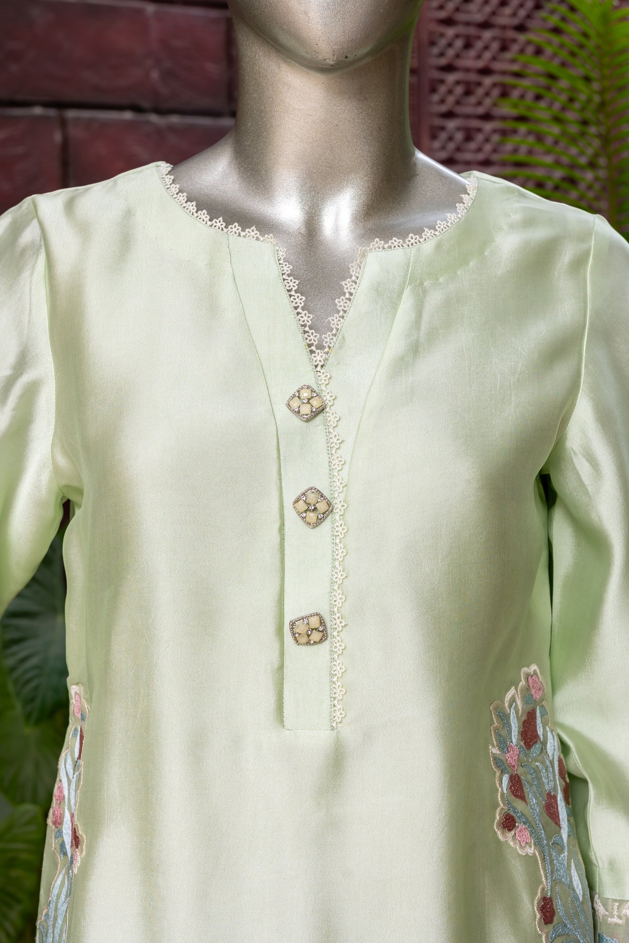 Nukhat – Pakistani Semi-Formal Wear in Sheesha Silk and Embroidered Organza