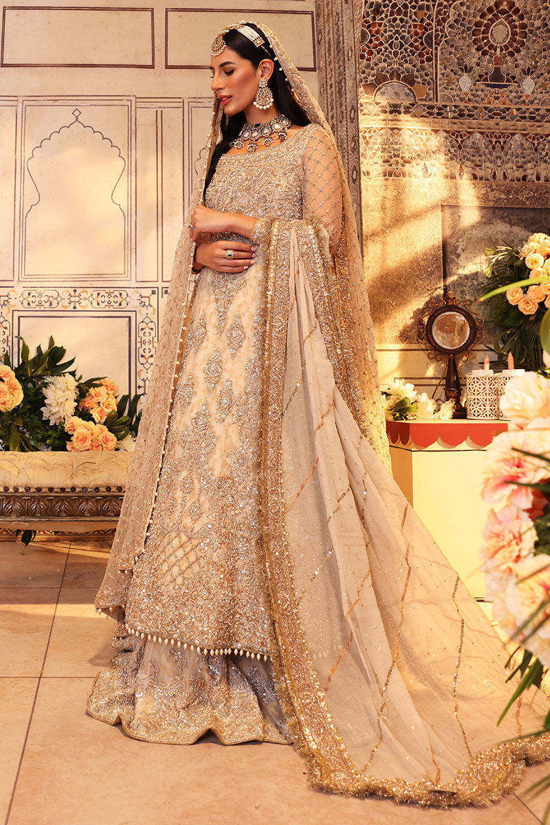 Nur-Ul-Ain-Three-Piece Bridal Set with Gold and Ivory Handworked Motifs