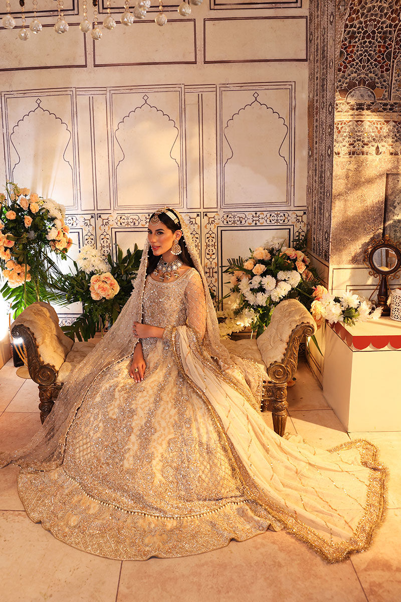 Nur-Ul-Ain-Three-Piece Bridal Set with Gold and Ivory Handworked Motifs