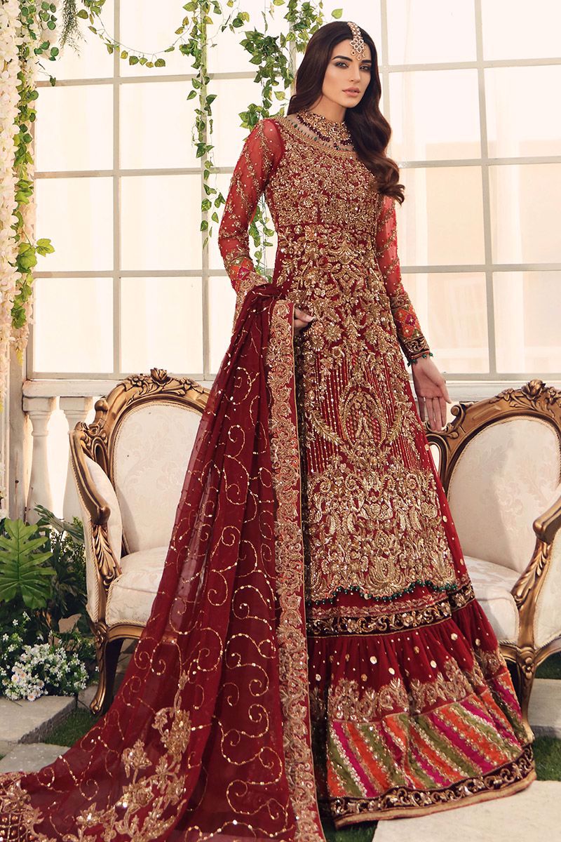 Nureen-Eastern Bridal Outfit with Salsa Red Lehnga