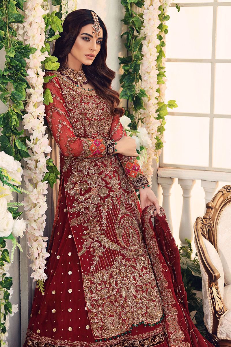 Nureen-Eastern Bridal Outfit with Salsa Red Lehnga