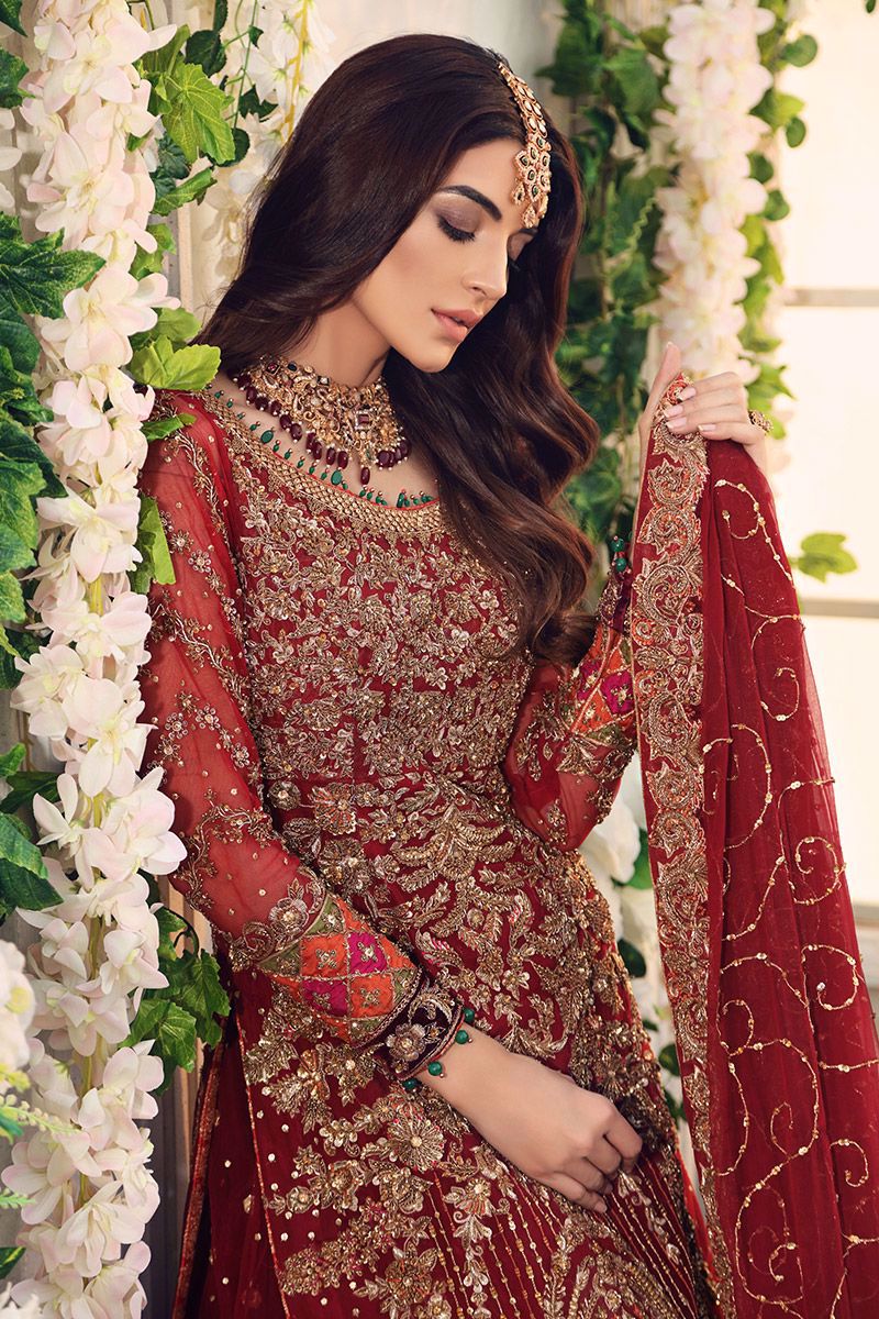 Nureen-Eastern Bridal Outfit with Salsa Red Lehnga