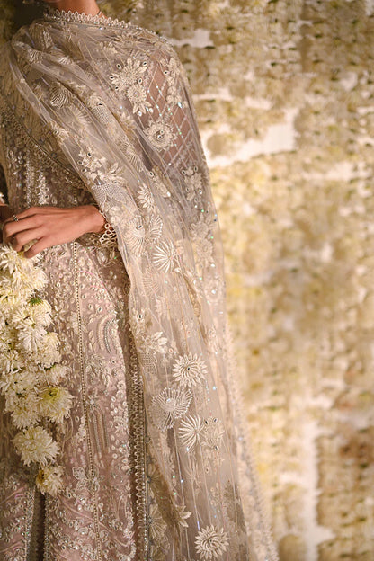 Nurvi- White Kalidar dress with contrast three-layered sharara pants By- Saad Bin Shahzad