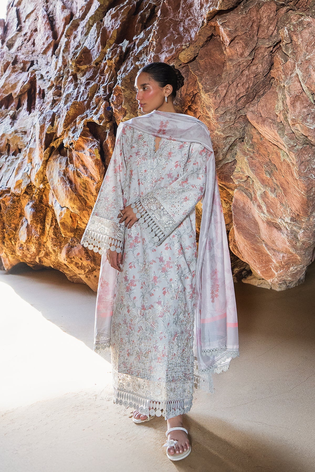 Nyssa- Steel Grey Embroidered Luxury Lawn'25 Outfit By- Afrozeh