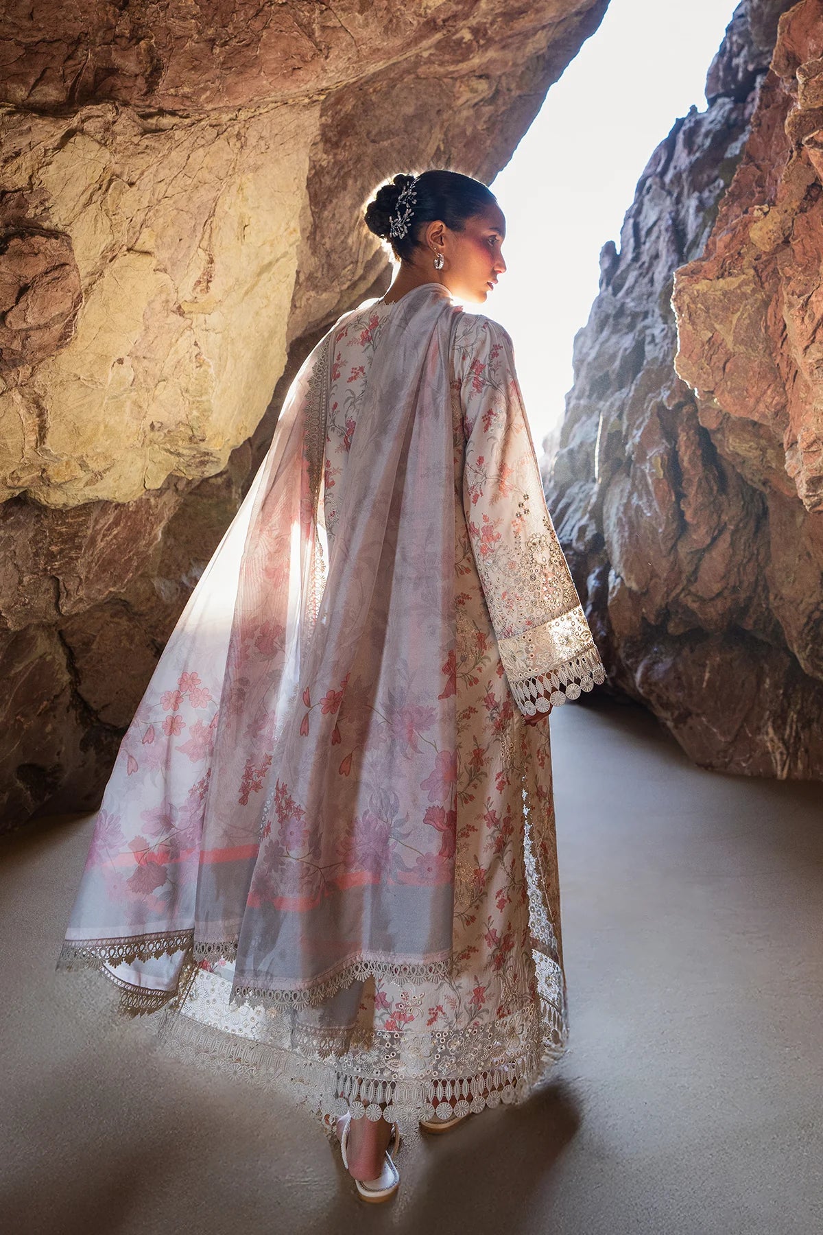 Nyssa- Steel Grey Embroidered Luxury Lawn'25 Outfit By- Afrozeh