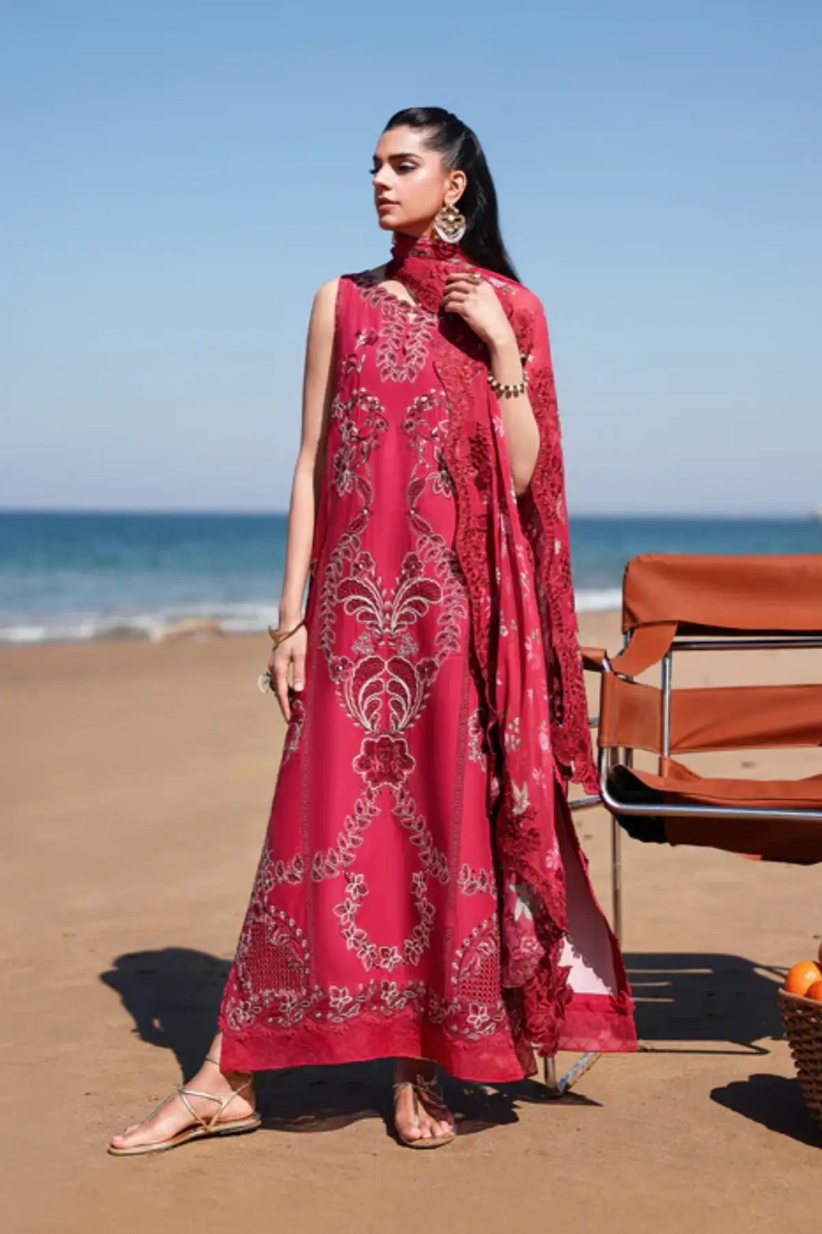 Saira Shakira Breeze OPHELIA-4-A raspberry lawn stitched suit chiffon dupatta