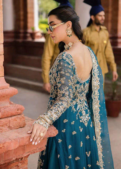 Oceanic Elegance - Teal Blue Bridal Lehenga