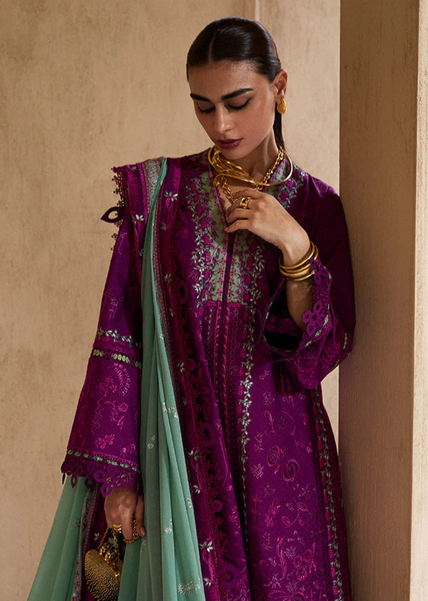 Oira-Plum Embroidered Jacquard Eid Suit-Suffuse 2025