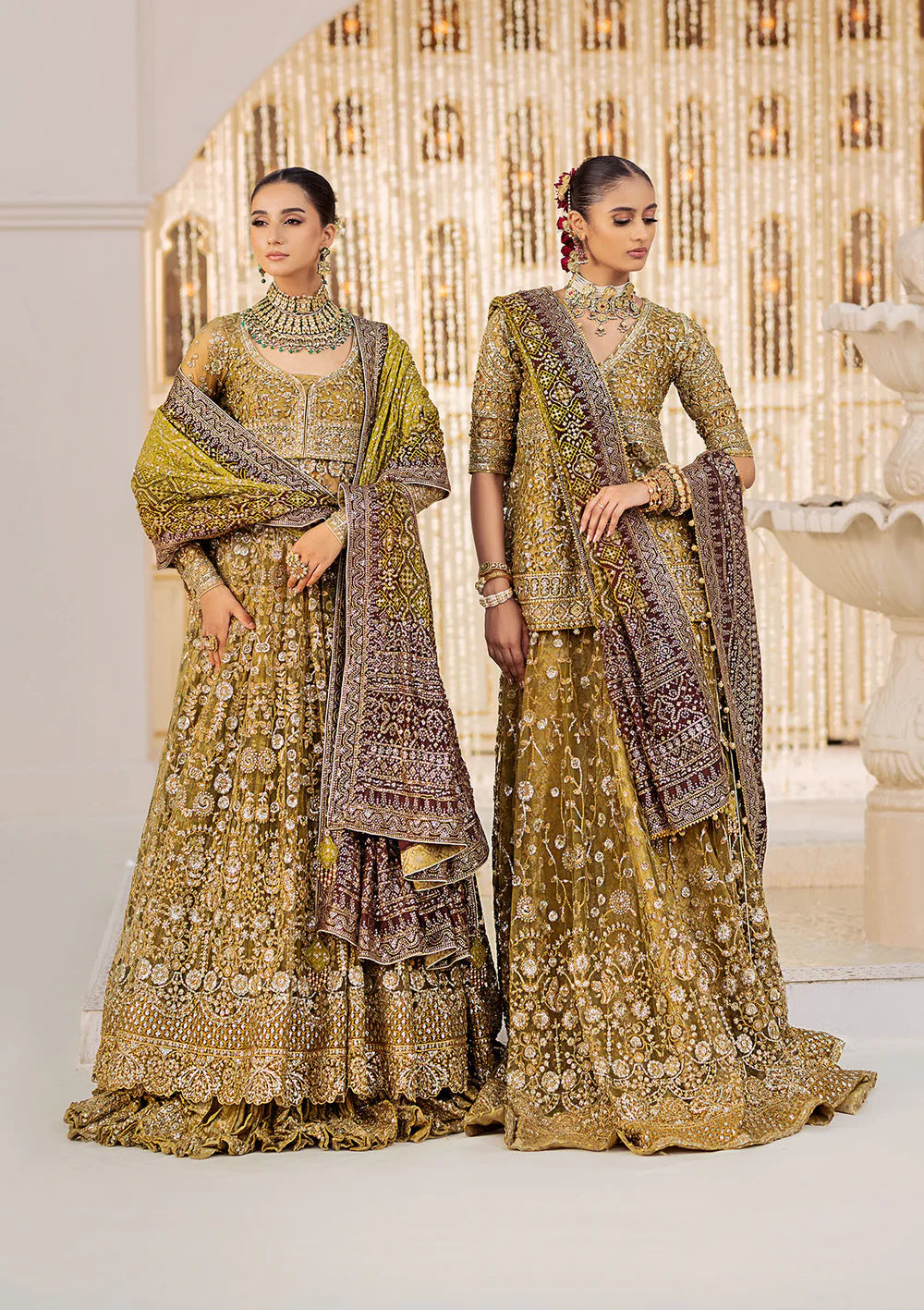 Olive Elegance - Pakistani Wedding Formal Wear By AIK