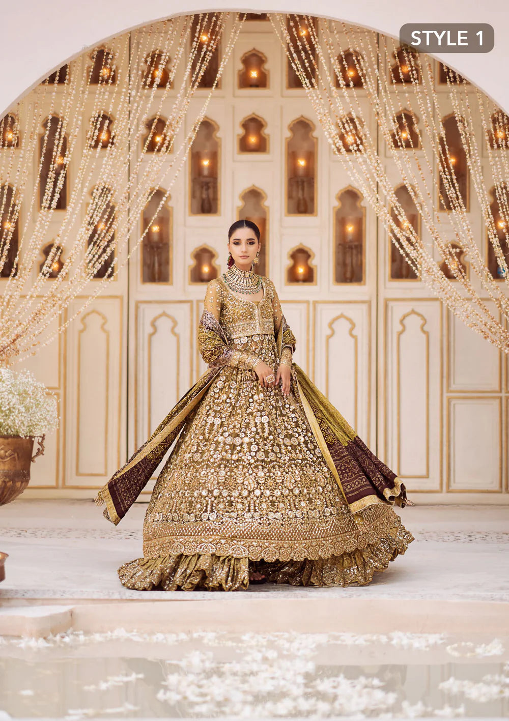 Olive Elegance - Pakistani Wedding Formal Wear By AIK