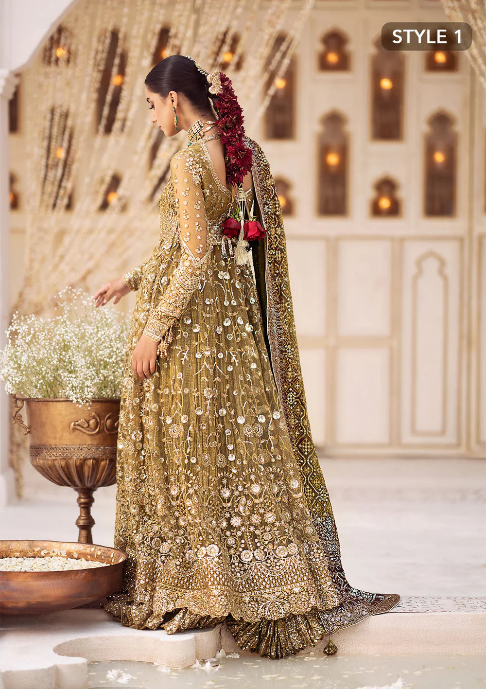 Olive Elegance - Pakistani Wedding Formal Wear By AIK