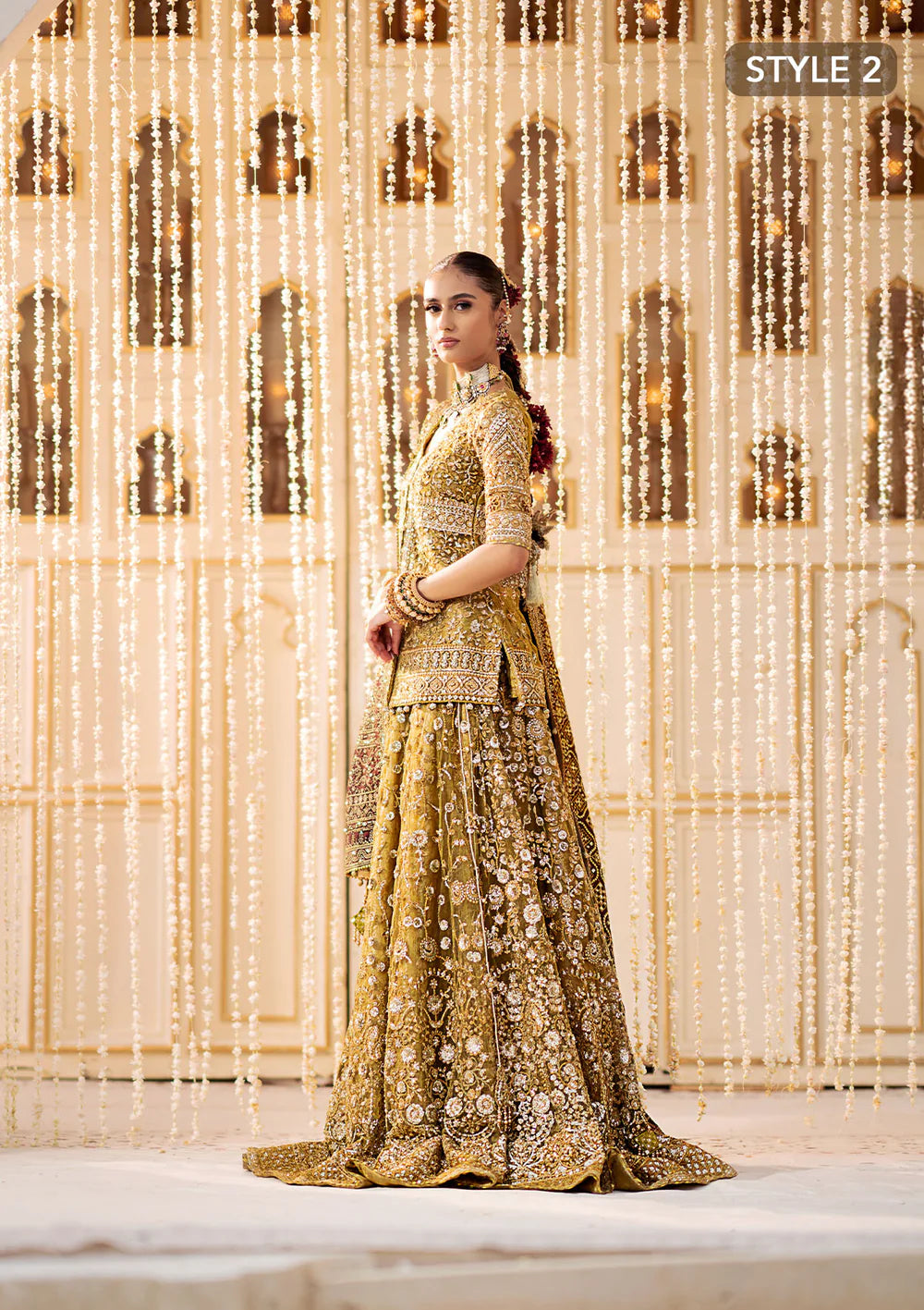 Olive Elegance - Pakistani Wedding Formal Wear By AIK