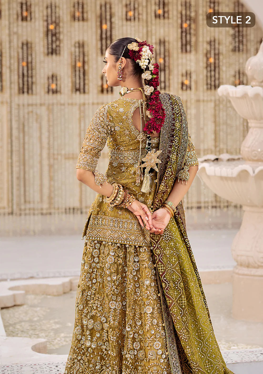 Olive Elegance - Pakistani Wedding Formal Wear By AIK