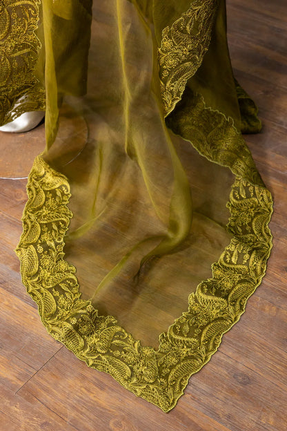 Olive Opulence- Stylish Straight Capri Pant Suit for Women