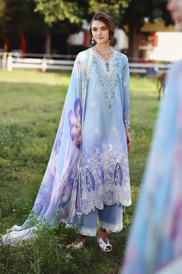Ombre Whisper Mushq lavender ombre chikankari lawn 3pc stitched suit with chiffon dupatta