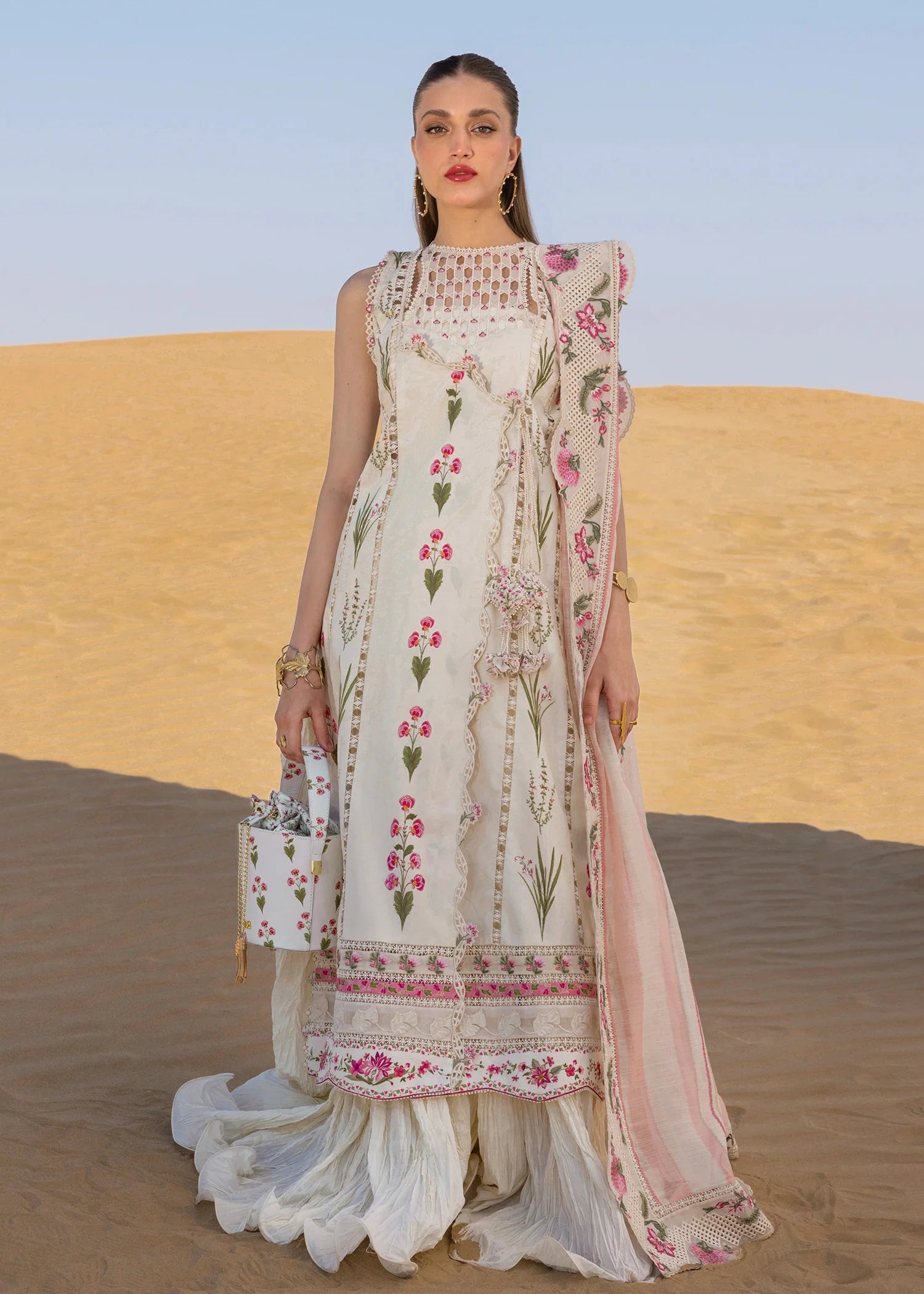 Once Upon A Flower - D9 B- Cloud  Embroidered Lawn Outfit By- Crimson