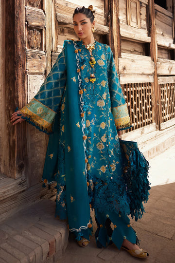 Ophelia 10-A- The Turquoise Enchantment Lawn Ensemble By- Elan