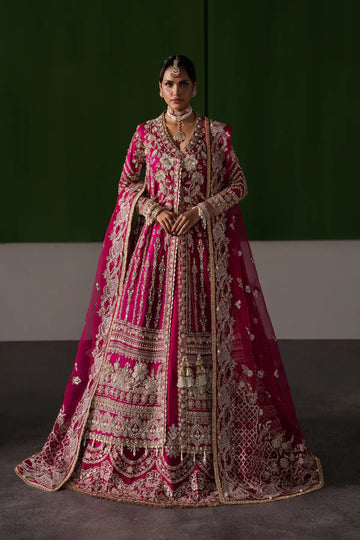 Ophelia by Afrozeh fuchsia pink stitched rawsilk bridal lehenga with heavy embroidery