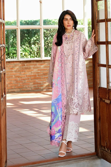 Pakistani mauve chikan lawn 3PC suit by Mushq Opulent Whisper with dupatta