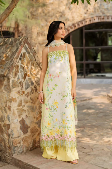 Orchid MSSL-01 butter yellow stitched lawn 3PC from Meraki Summer 26 available at Pakistanimoda
