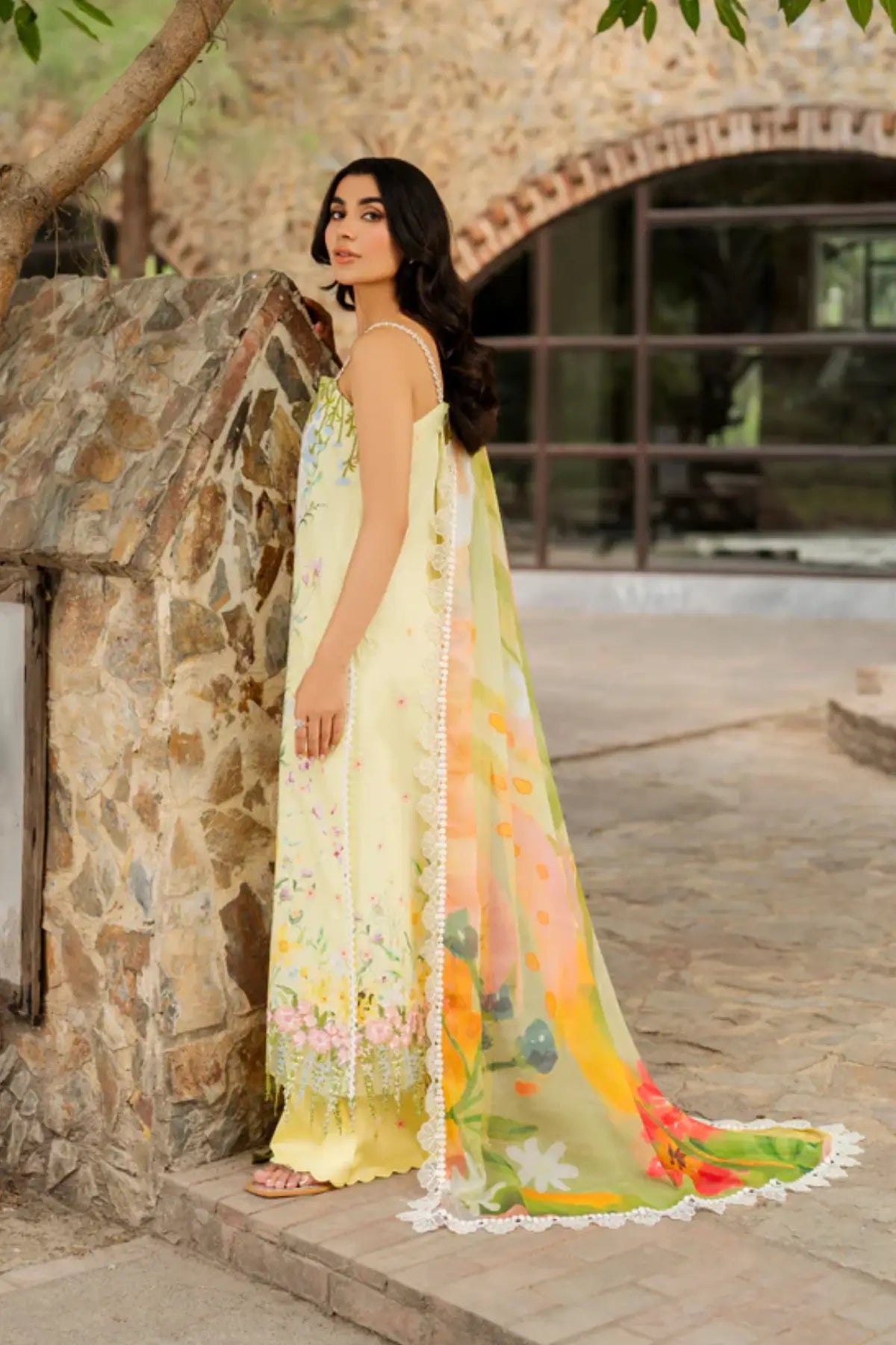 Orchid MSSL-01 butter yellow stitched lawn 3PC from Meraki Summer 26 available at Pakistanimoda