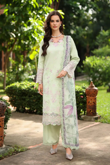Orchid by Rang Rasiya Fusia Embroidered Lawn Stitched 3PC Suit with Printed Silk Dupatta