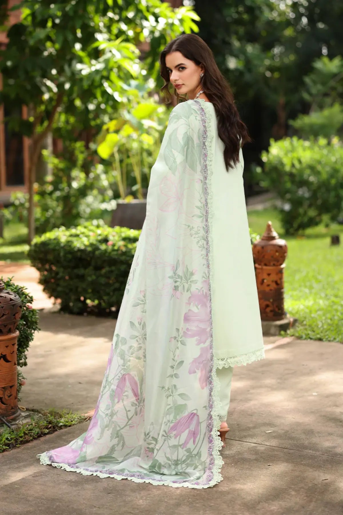Orchid by Rang Rasiya Fusia Embroidered Lawn Stitched 3PC Suit with Printed Silk Dupatta