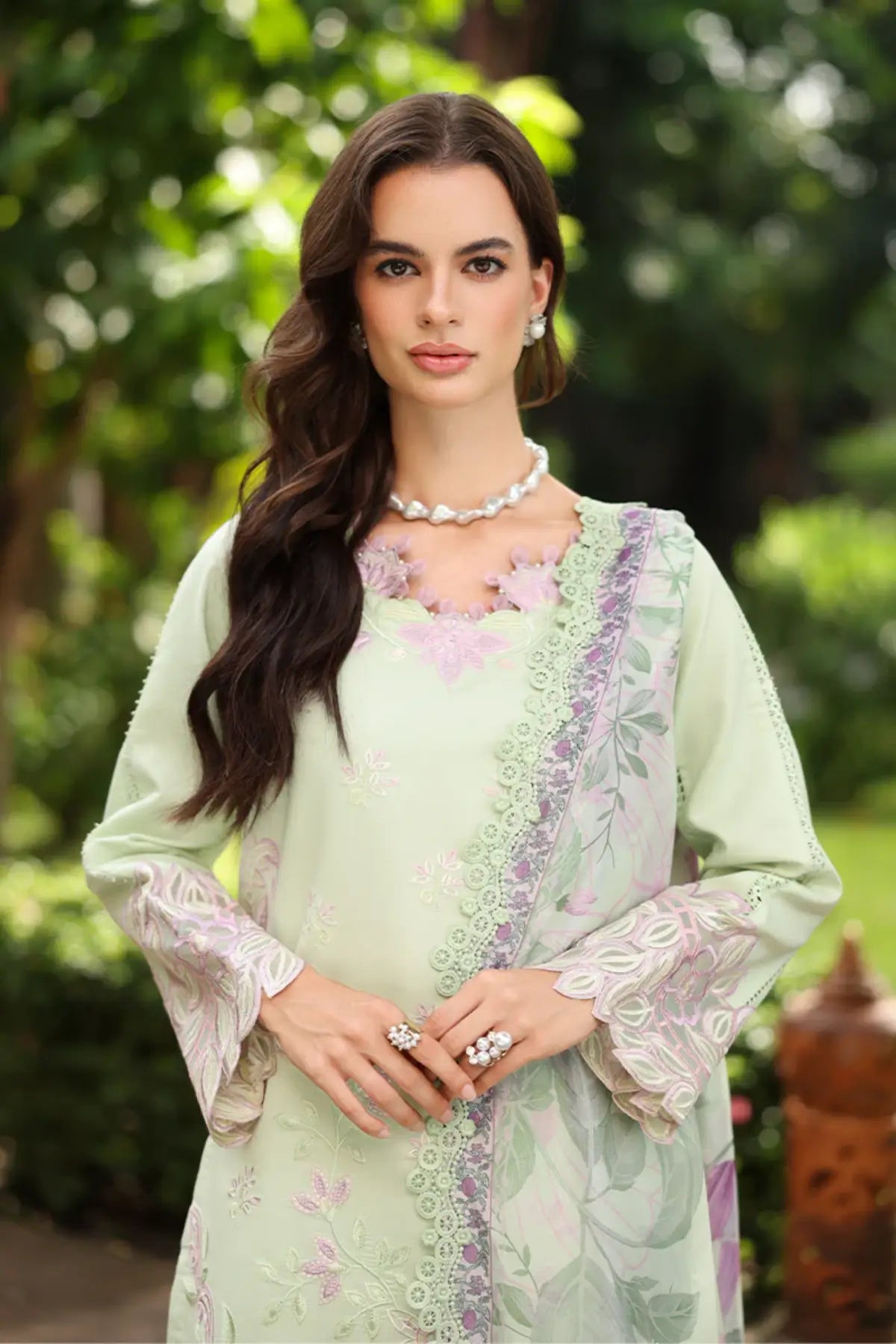 Orchid by Rang Rasiya Fusia Embroidered Lawn Stitched 3PC Suit with Printed Silk Dupatta