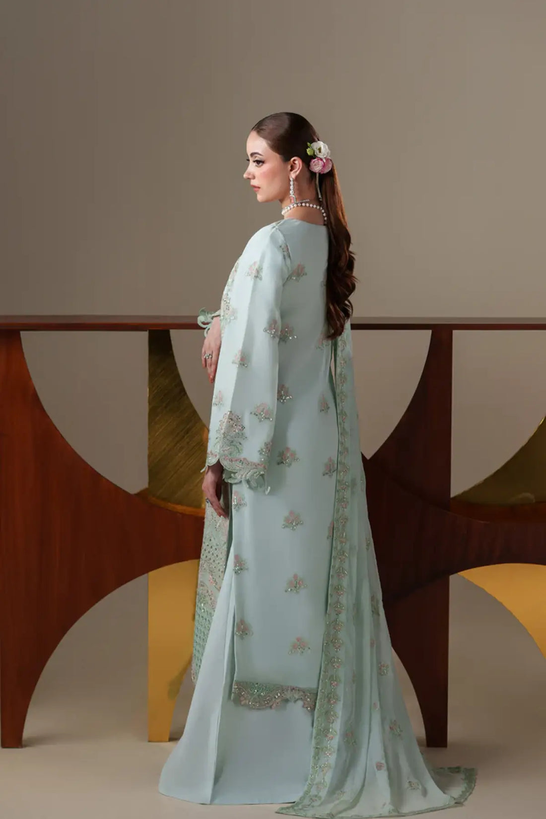 Orla Emaan Adeel Nouvelle Luxury Chiffon Mint Embroidered Stitched 3PC Suit | Pakistanimoda