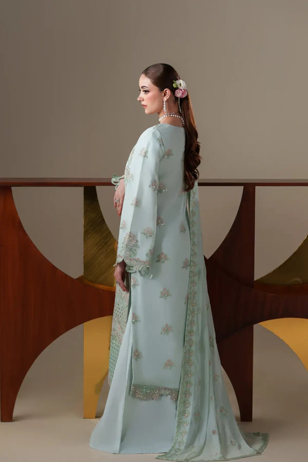 Orla Emaan Adeel Nouvelle Luxury Chiffon Mint Embroidered Stitched 3PC Suit | Pakistanimoda