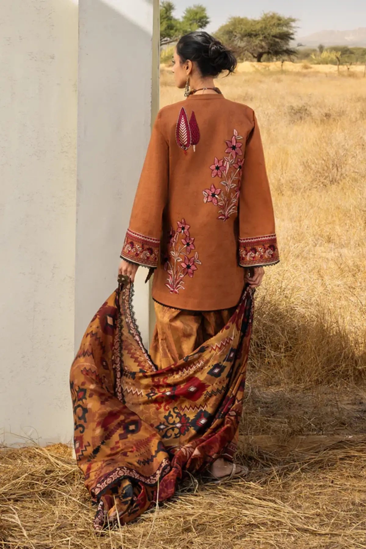 Zainab Chottani Orlina orange lawn 3PC stitched Pakistani suit with silk dupatta