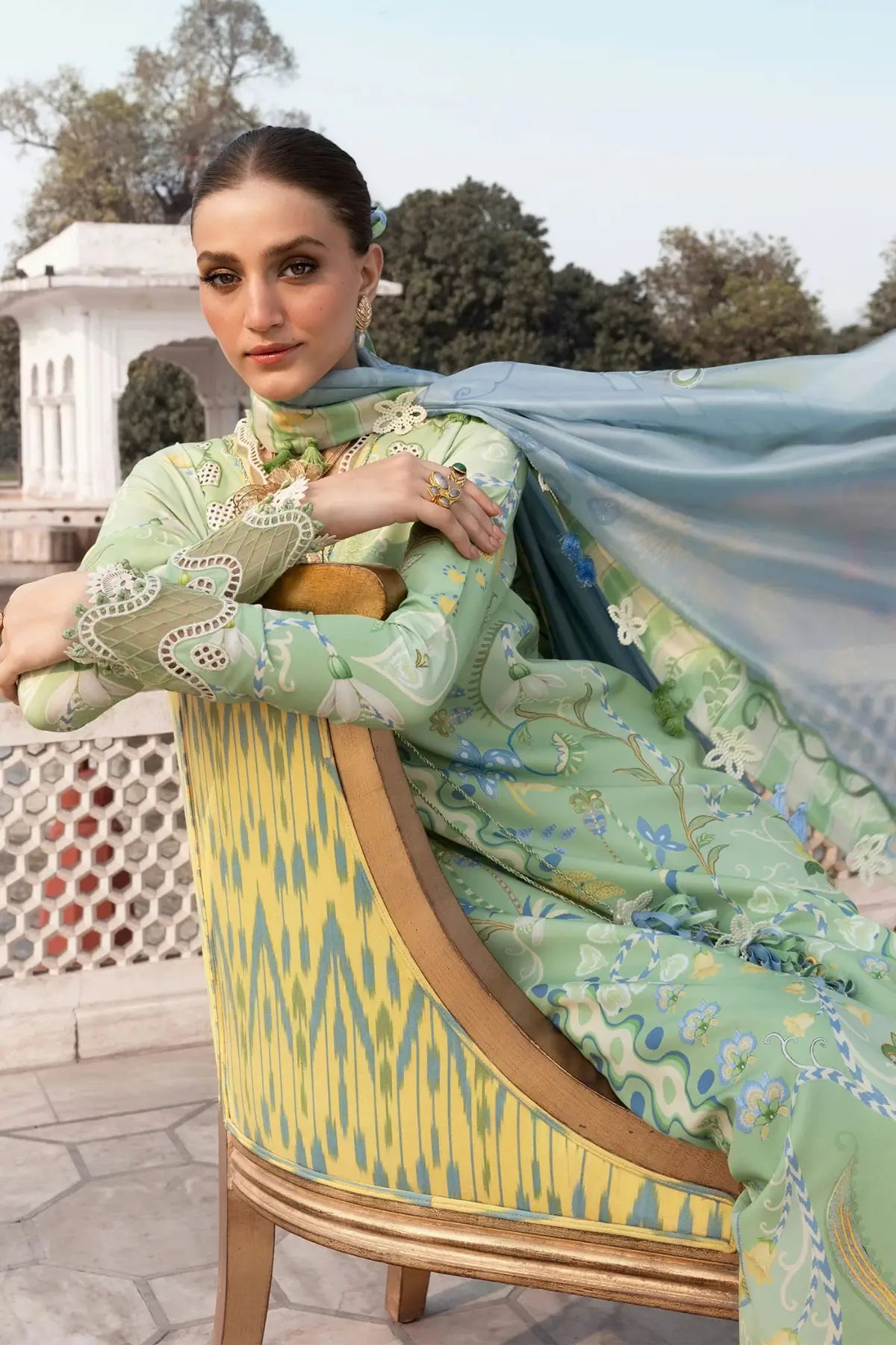 Crimson Lawn 2026 Out of Many Hearts D6B apple green embroidered suit