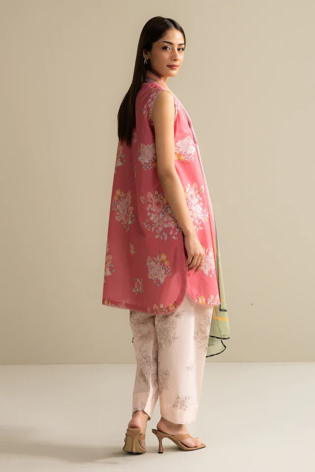 Ovela-1A delicate rose pink Pakistani lawn suit for casual summer wear