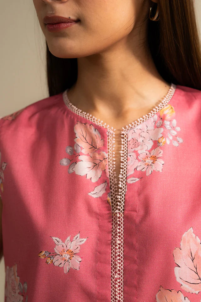 Ovela-1A delicate rose pink Pakistani lawn suit for casual summer wear