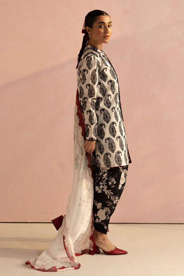Paisley-6A Pakistani Summer Lawn Outfit '25 By- Zara Shahjahan