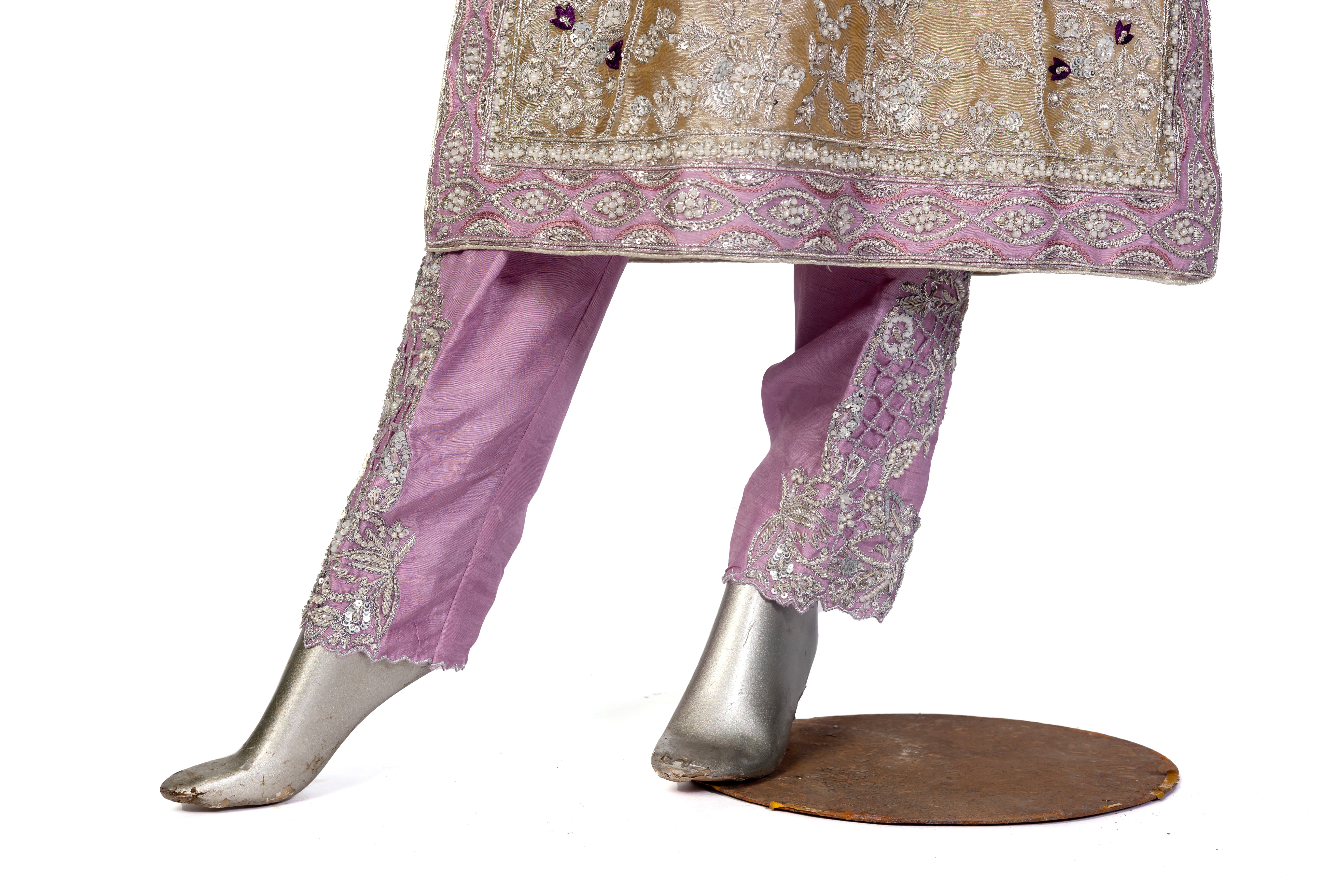 MariamRaj Gold Tissue Outfit with Net Dupatta – Pariza