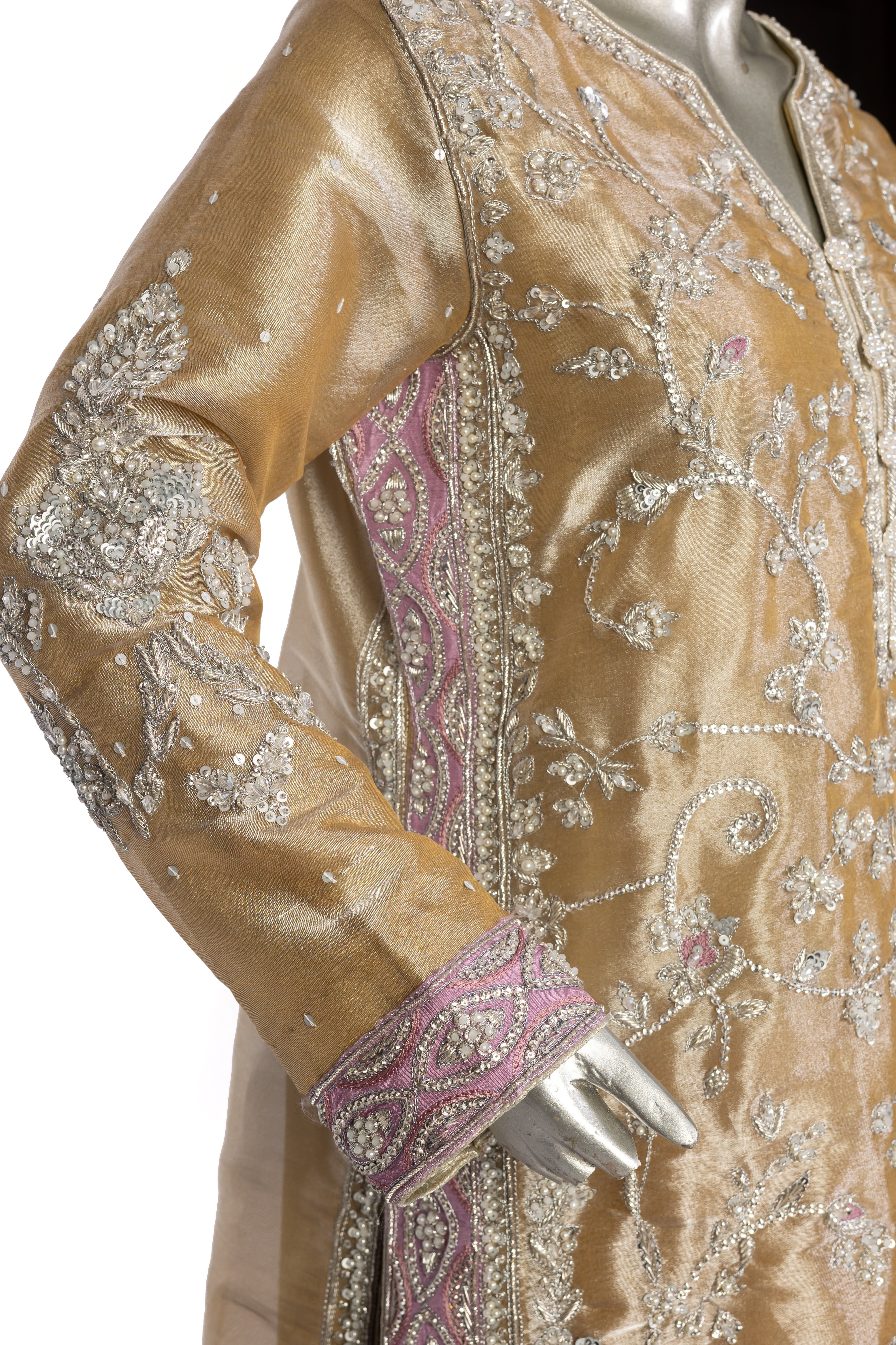 MariamRaj Gold Tissue Outfit with Net Dupatta – Pariza