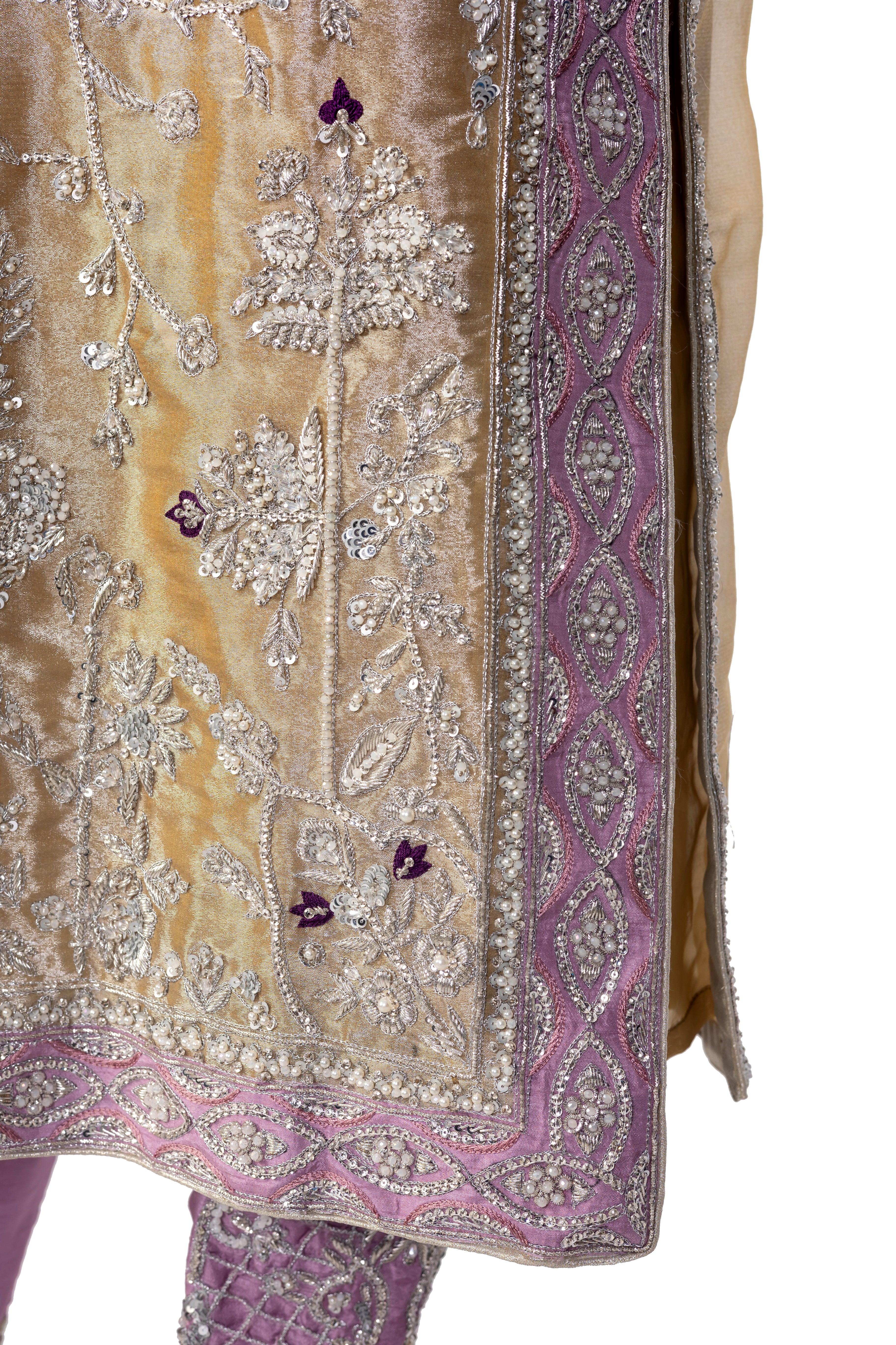 MariamRaj Gold Tissue Outfit with Net Dupatta – Pariza