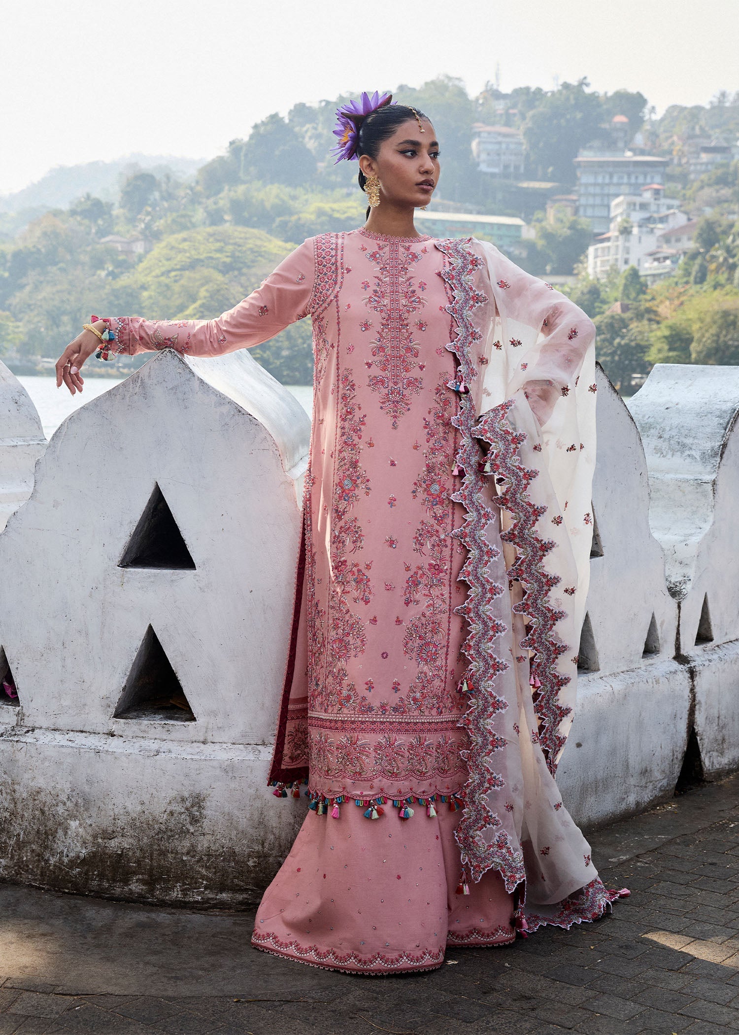 Peaar- Rose Pink Luxury Lawn Suit By- Hussain Rehar