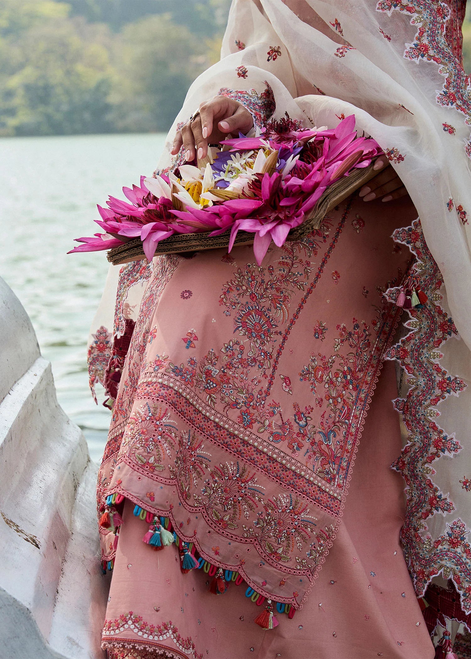 hussain rehar pink dress Hussain Rehar Luxury Lawn '25 Blush Bloom in Signature Pink Elegance clothesforum