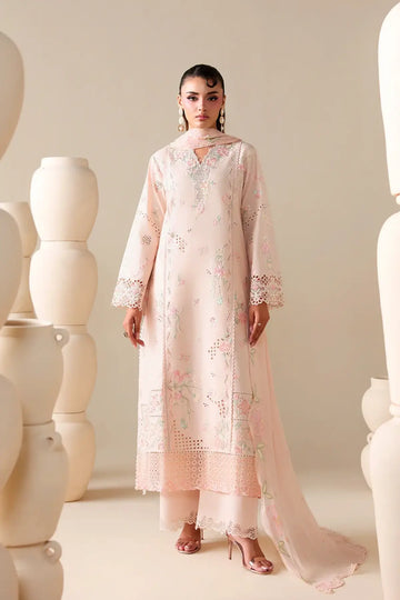 Peachy Meadow by Azure peach luxury lawn stitched 3PC suit with embroidered shirt chiffon dupatta and trousers