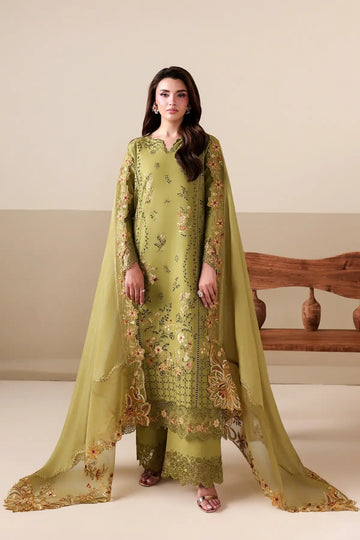 Petal Muse by Azure dhani green luxury lawn stitched 3PC suit with embroidered shirt viscose silk dupatta and trousers