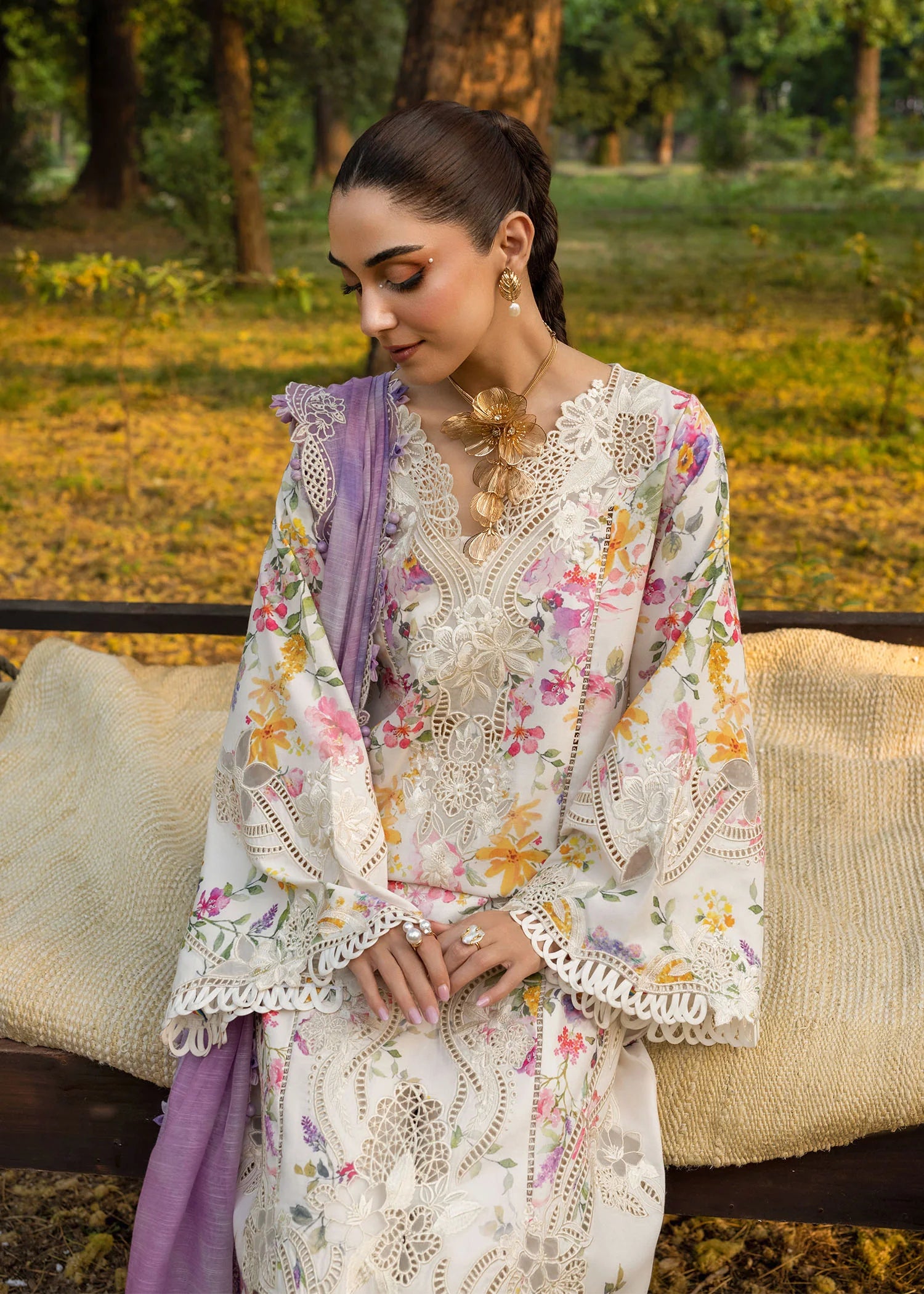 Petals and Promises-D2 B-Formal ethnic outfit with printed and cutwork embroidery by Crimson