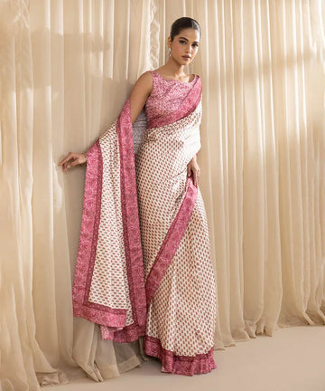 Pink Aura -Traditional yet Modern Satin Saree for Women