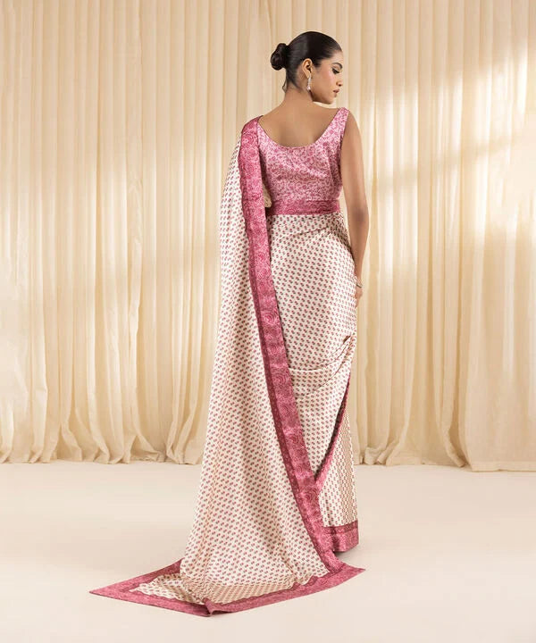 Pink Aura -Traditional yet Modern Satin Saree for Women