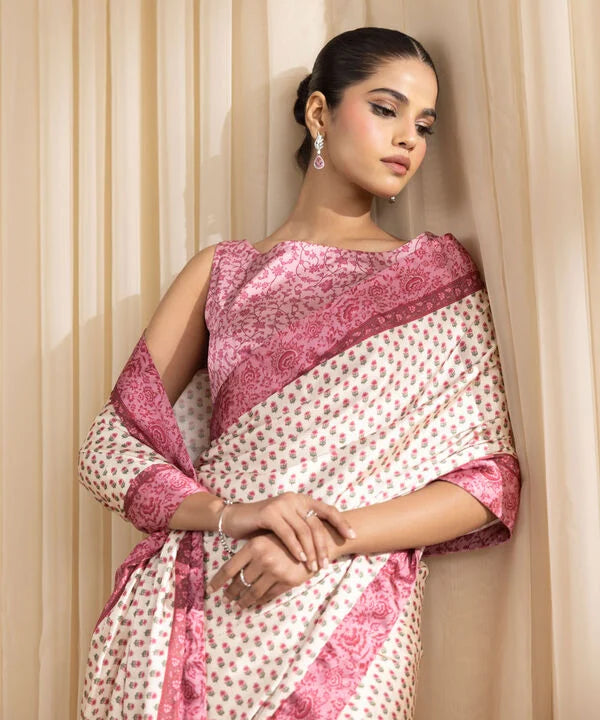 Pink Aura -Traditional yet Modern Satin Saree for Women